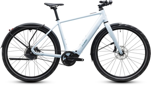 CUBE Editor Hybrid SLT 400X FE glacier and prizm bicycle, side view