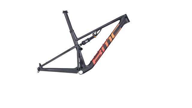 BMC Fourstroke R 01 frameset in Carbon and Firestorm with rear shock and integrated dropper