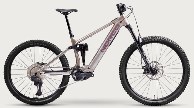 Norco Sight VLT Bosch A1 floating silver full suspension electric mountain bicycle, side view