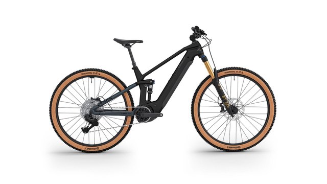 Conway Xyron ST 10.0 full suspension electric mountain bike in black and anthracite, side view