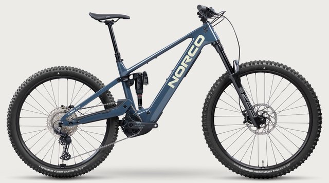 Norco Sight VLT CX C3 smoke grey full suspension electric mountain bicycle, side view