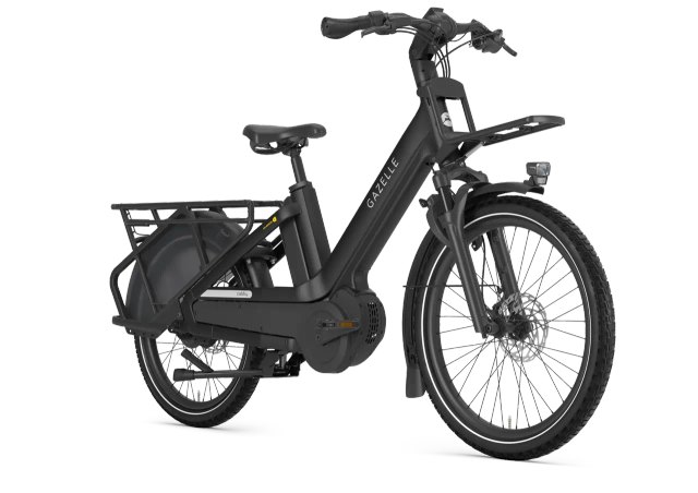 Gazelle Cabby C380 low-step electric cargo bicycle in Black