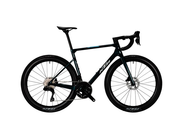 KTM Revelator Alto Elite Di2 PM 2027 in Dark Sea silver and black