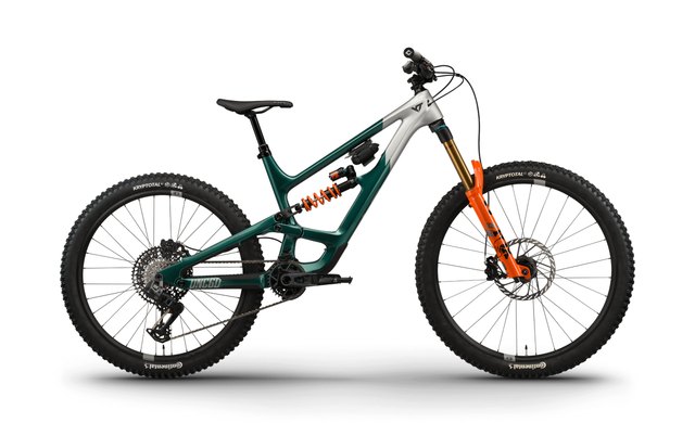 YT Capra Core 4 MX in Deep Green, official complete enduro bicycle side view