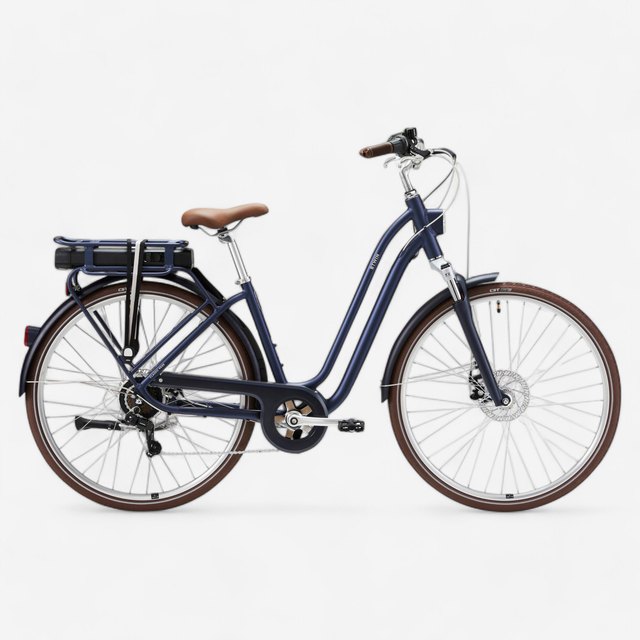 Low Frame Electric Town Bike Elops 900 E - Dark Blue