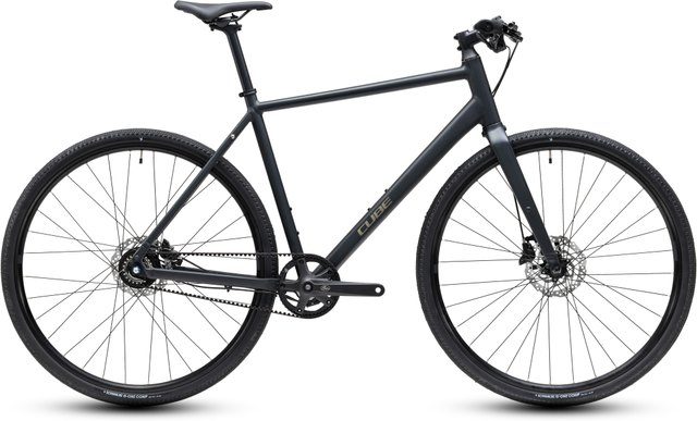 CUBE Nulane Deluxe EXC in grey and chrome, drive-side view