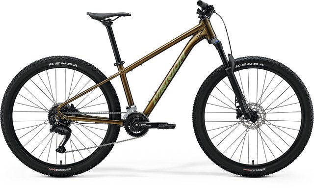Merida BIG.SEVEN 60 hardtail mountain bicycle in Silk Pineapple Gold and Green, side view