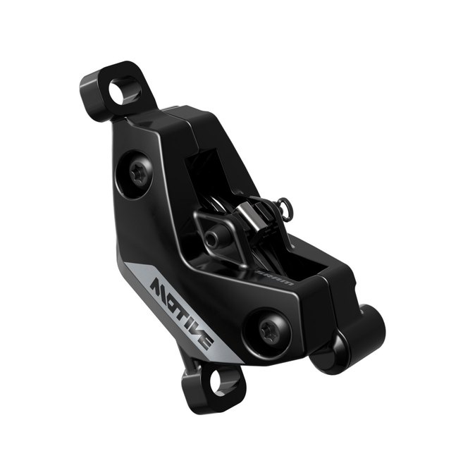 SRAM Motive Silver Hydraulic Disc Brake Caliper. Manufacturer reference photo; color and size may vary.