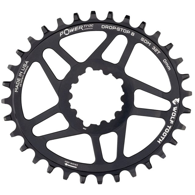 Wolf Tooth Components Oval Direct Mount Chainrings for SRAM 3-Bolt Mountain Cranks - 32T - Drop-Stop A. Manufacturer reference photo; color and size may vary.