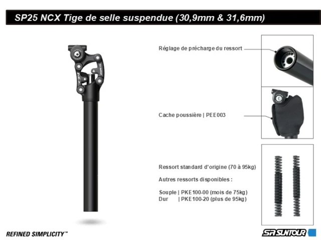 SR Suntour SR Suntour SP25 NCX Suspension Seatpost. Manufacturer reference photo; color and size may vary.
