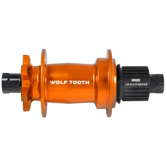 Wolf Tooth Components Mountain Rear Hub - J-Bend 6-Bolt Boost. Manufacturer reference photo; color and size may vary.