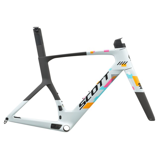 SCOTT Foil RC Team Replica frame set in team clear, showing HMX frame, fork and seatpost; no wheels or drivetrain.