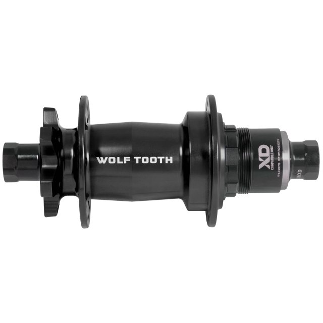 Wolf Tooth Components Mountain Rear Hub - J-Bend 6-Bolt Boost. Manufacturer reference photo; color and size may vary.
