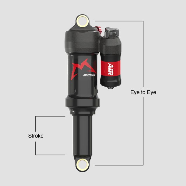 Marzocchi Bomber Air 230 × 57.5 mm Rear Shock, 230 × 57.5 mm; standard eyelet mount