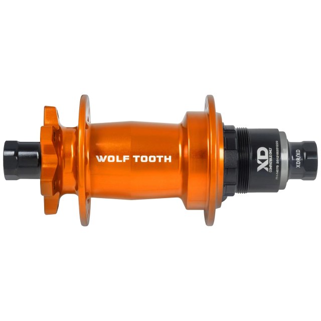 Wolf Tooth Components Mountain Rear Hub - J-Bend 6-Bolt Boost. Manufacturer reference photo; color and size may vary.