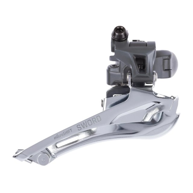 microSHIFT Sword Front Derailleur 2x10 34.9 mm Band-Clamp. Manufacturer reference photo; color and size may vary.