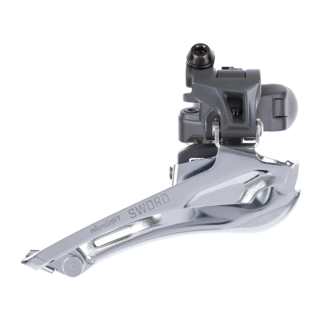 microSHIFT Sword Front Derailleur 2x10 34.9 mm Band-Clamp. Manufacturer reference photo; color and size may vary.