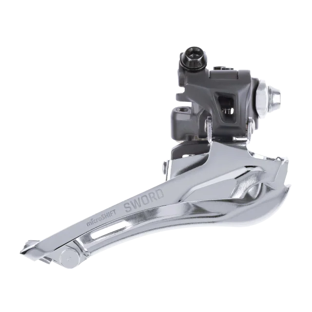 microSHIFT Sword Front Derailleur 2x10 Braze-On. Manufacturer reference photo; color and size may vary.