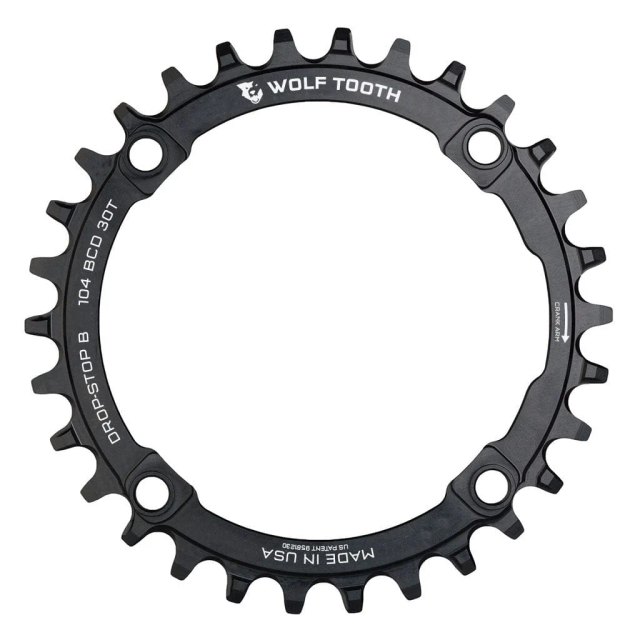 Wolf Tooth Components Wolf Tooth 104 BCD 30T Drop-Stop B Chainring. Manufacturer reference photo; color and size may vary.