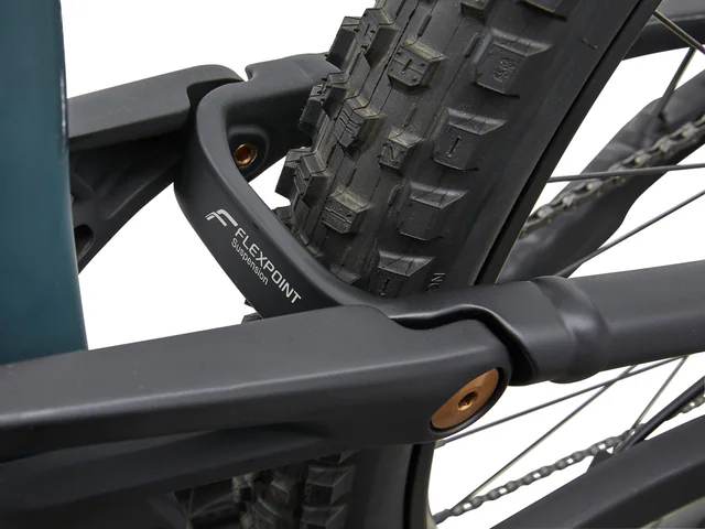 ALUXX SL-grade aluminum, 140mm travel FlexPoint linkage driven suspension system, manufacturer frame flexpoint rear bridge detail