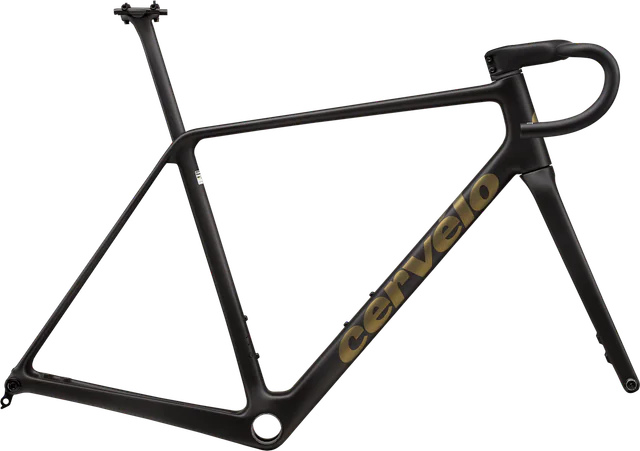 Cervélo R5 frameset in Five Black/Bronze, frame and fork with integrated cockpit and seatpost, without wheels or drivetrain