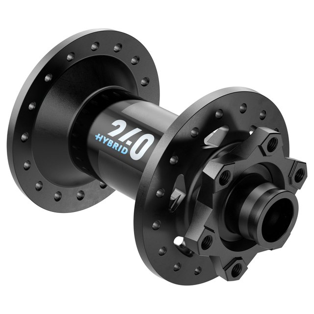 DT Swiss DT Swiss 240 Hybrid Front 110 mm 6-Bolt Hub. Manufacturer reference photo; color and size may vary.
