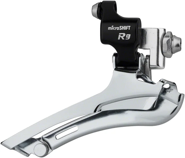 microSHIFT microSHIFT R9 2x9 Band-Clamp Front Derailleur. Manufacturer reference photo; color and size may vary.