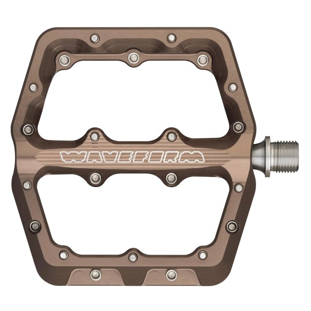 Wolf Tooth Components Waveform Aluminum Pedals. Manufacturer reference photo; color and size may vary.