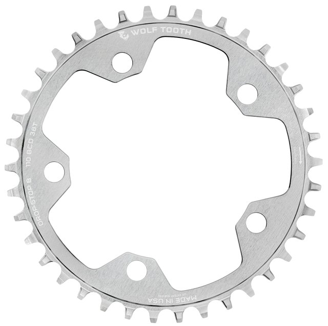 Wolf Tooth Components 110 BCD Gravel / CX / Road Chainrings - Raw Silver. Manufacturer reference photo; color and size may vary.