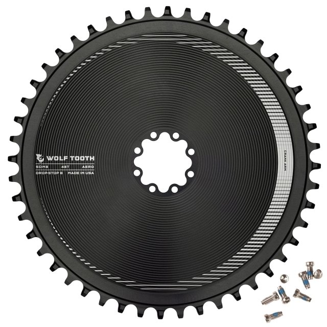 Wolf Tooth Components Aero Direct Mount Chainring for SRAM 8-Bolt Gravel / Road Cranks. Manufacturer reference photo; color and size may vary.