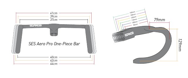 ENVE SES Aero Pro manufacturer size diagram; this variant: 110 mm stem, 39 cm at hoods / 42 cm at drops.