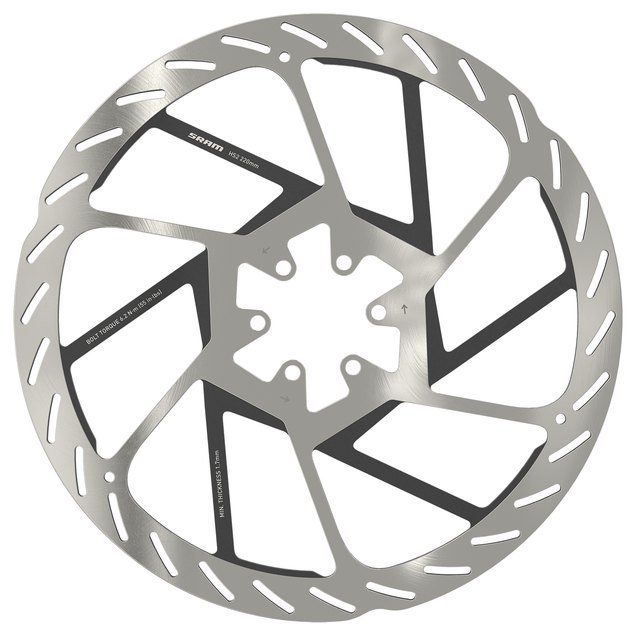 SRAM HS2 220 mm 6-bolt Brake Rotor. Manufacturer reference photo; color and size may vary.