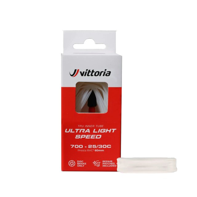 Vittoria Ultra Light Speed Inner Tube. Manufacturer reference photo; color and size may vary.
