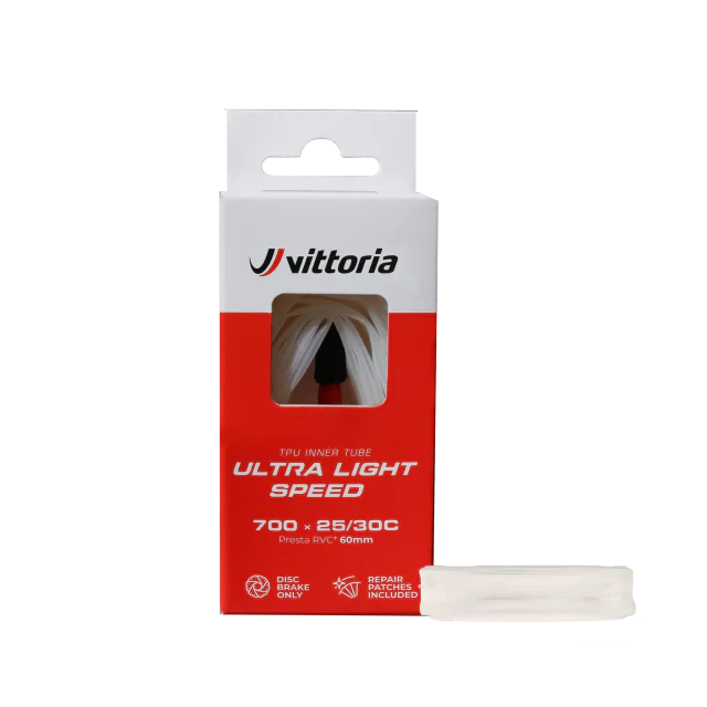 Vittoria Ultra Light Speed Inner Tube. Manufacturer reference photo; color and size may vary.