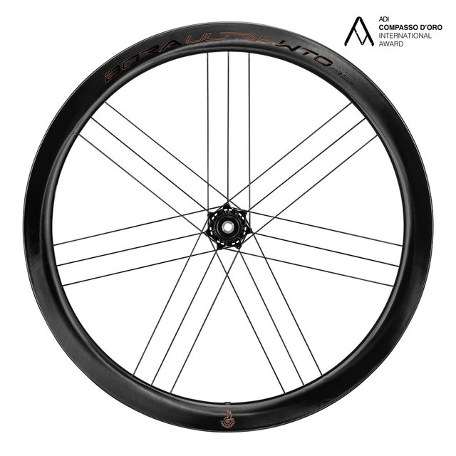 Campagnolo Bora Ultra WTO 45 C23 Disc Brake Black Chrome Wheelset. Manufacturer reference photo; color and size may vary.