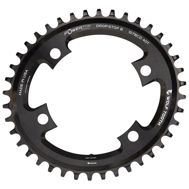 Wolf Tooth Components Oval 107 BCD Chainrings for SRAM. Manufacturer reference photo; color and size may vary.