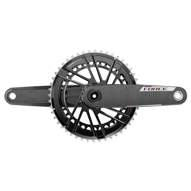 SRAM Force AXS 2x Crankset. Manufacturer reference photo; color and size may vary.