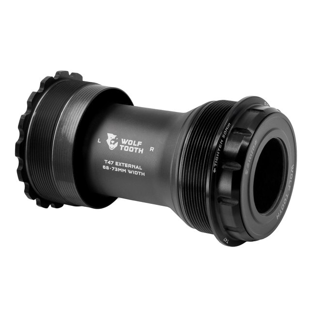 Wolf Tooth Components T47 Asymmetric Bottom Bracket. Manufacturer reference photo; color and size may vary.