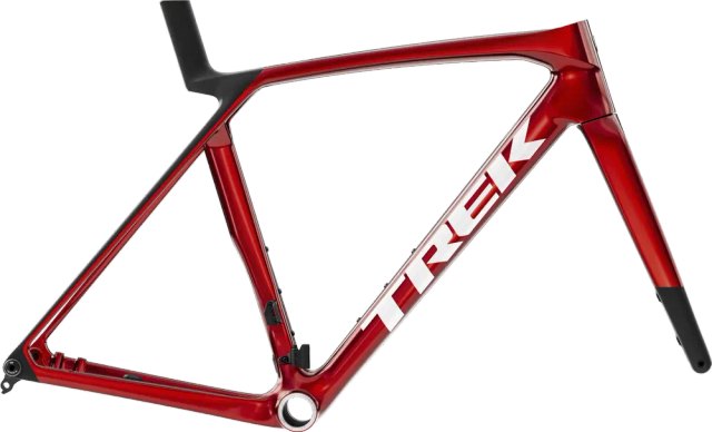 Red and black Trek Madone SL Gen 8 carbon frameset with matching fork