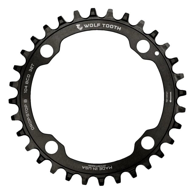 Wolf Tooth Components Wolf Tooth 104 BCD 32T Drop-Stop B Chainring. Manufacturer reference photo; color and size may vary.