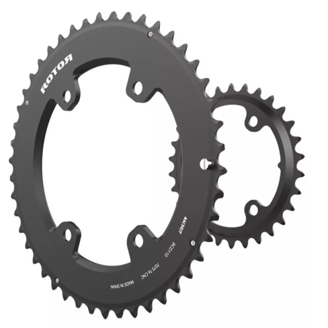ROTOR ROTOR Round Rings 2X BCD110/80x4 Shimano GRX Chainring Set. Manufacturer reference photo; color and size may vary.
