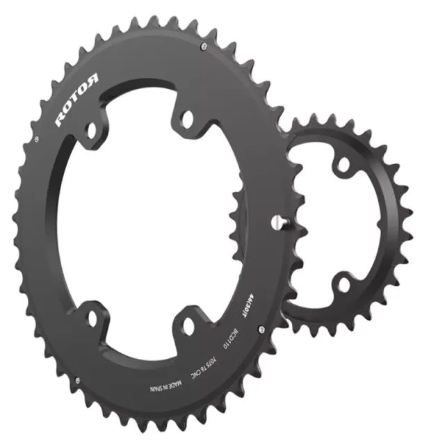 ROTOR ROTOR Round Rings 2X BCD110/80x4 Shimano GRX Chainring Set. Manufacturer reference photo; color and size may vary.