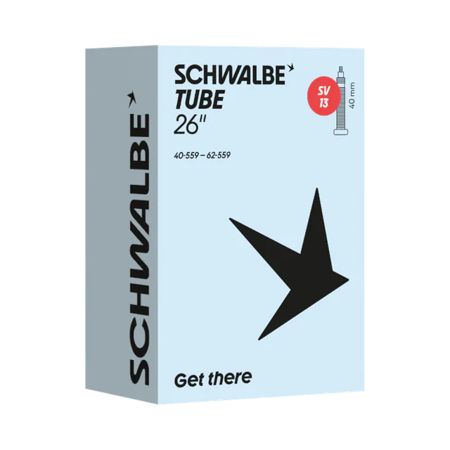 Schwalbe Tube 13 26 in SV40 Inner Tube. Manufacturer reference photo; color and size may vary.