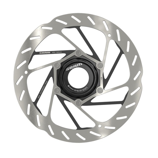 SRAM HS2 160 mm Center Lock Brake Rotor. Manufacturer reference photo; color and size may vary.