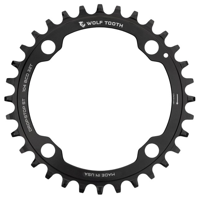Wolf Tooth Components Wolf Tooth 104 BCD 32T Drop-Stop ST Chainring. Manufacturer reference photo; color and size may vary.