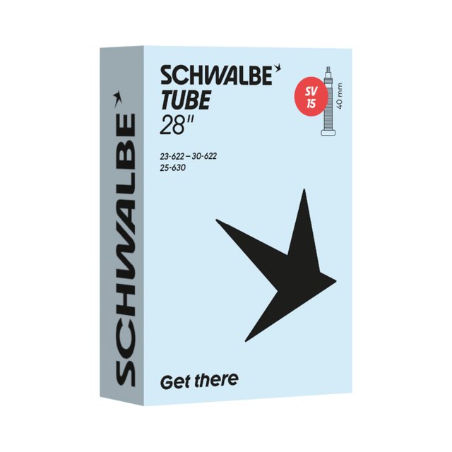 Schwalbe Tube 15 28 in SV40 Inner Tube. Manufacturer reference photo; color and size may vary.