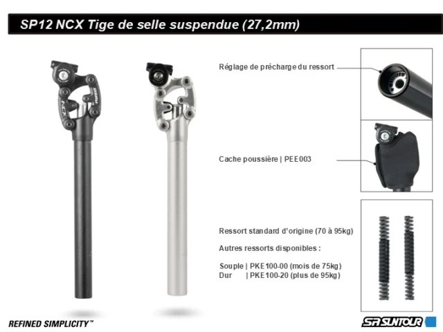 SR Suntour SR Suntour SP12 NCX Suspension Seatpost. Manufacturer reference photo; color and size may vary.