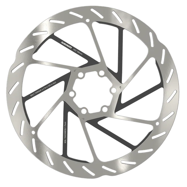 SRAM HS2 180 mm 6-bolt Brake Rotor. Manufacturer reference photo; color and size may vary.