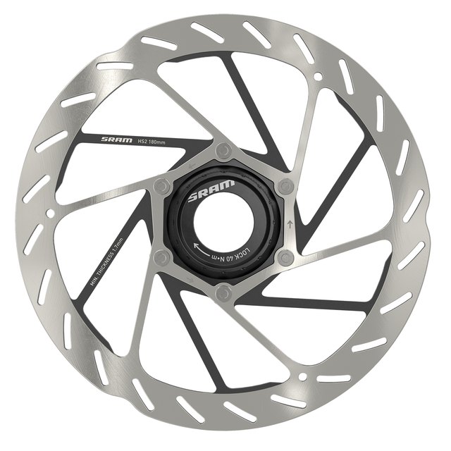 SRAM HS2 180 mm Center Lock Brake Rotor. Manufacturer reference photo; color and size may vary.