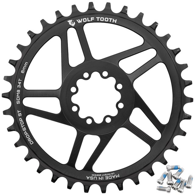Wolf Tooth Components Direct Mount Chainrings for SRAM 8-Bolt Mountain Cranks. Manufacturer reference photo; color and size may vary.